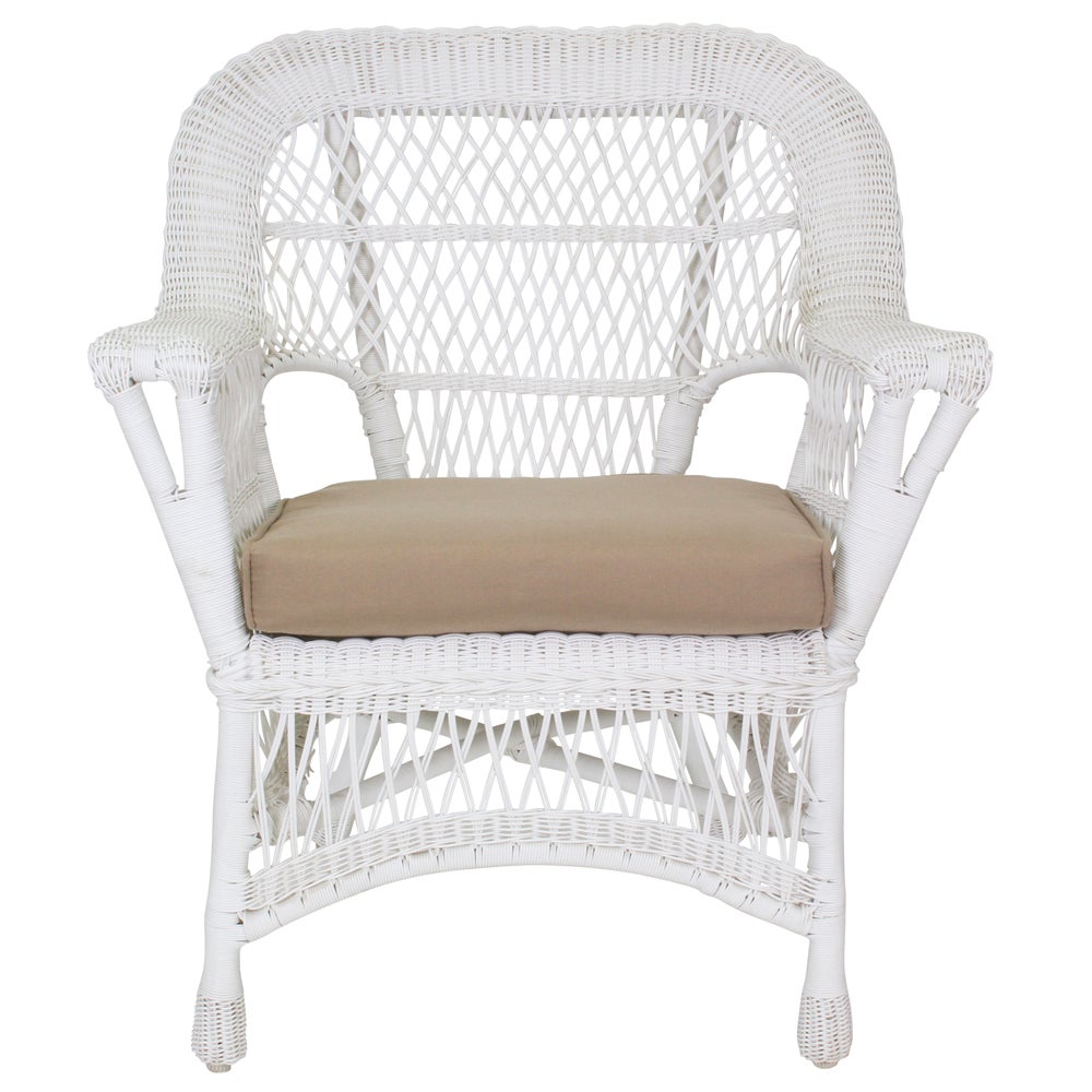 All Weather Wicker Paradiso White Patio Armchair With Cushion | Buy