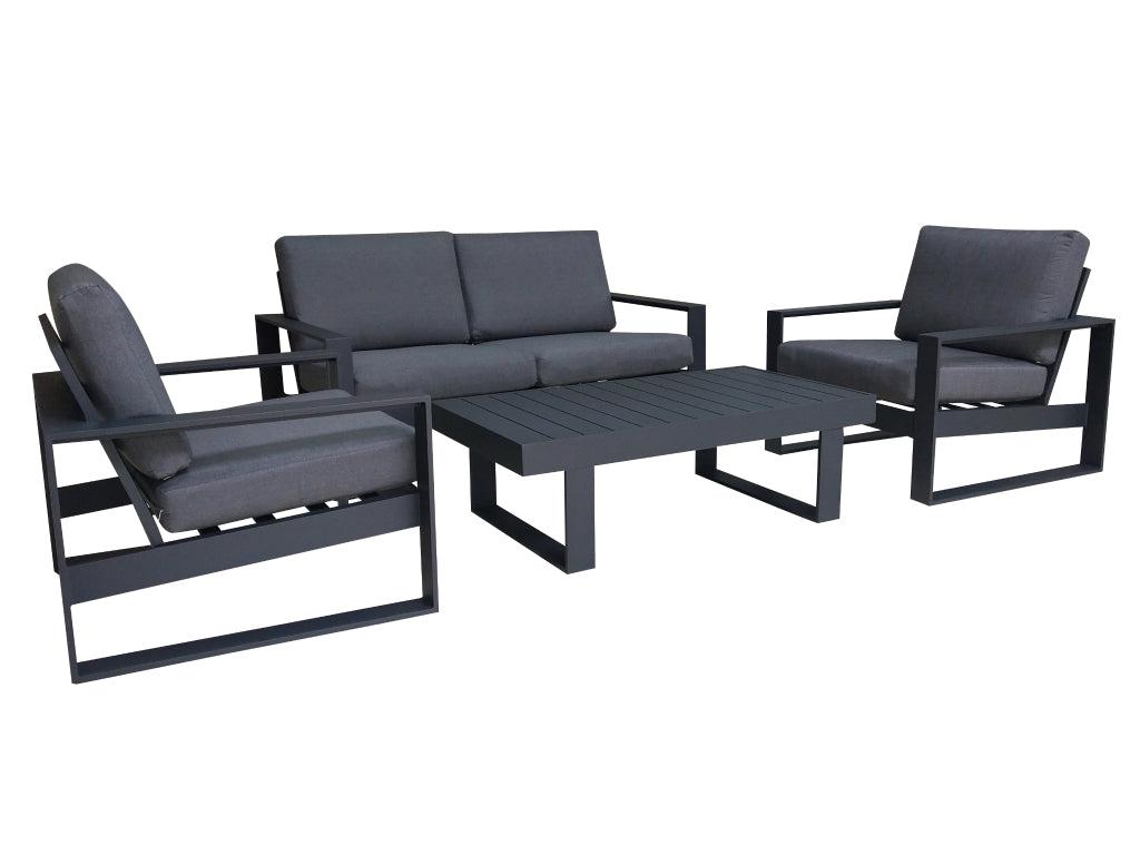 Manly 4Piece Aluminium Outdoor Lounge Setting (2Seater) — Charcoal