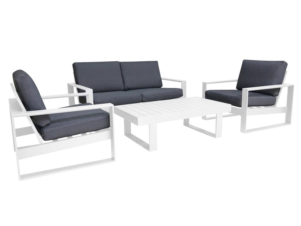 Manly 4-Piece Aluminium Outdoor Lounge Setting (2-Seater) — White | Buy