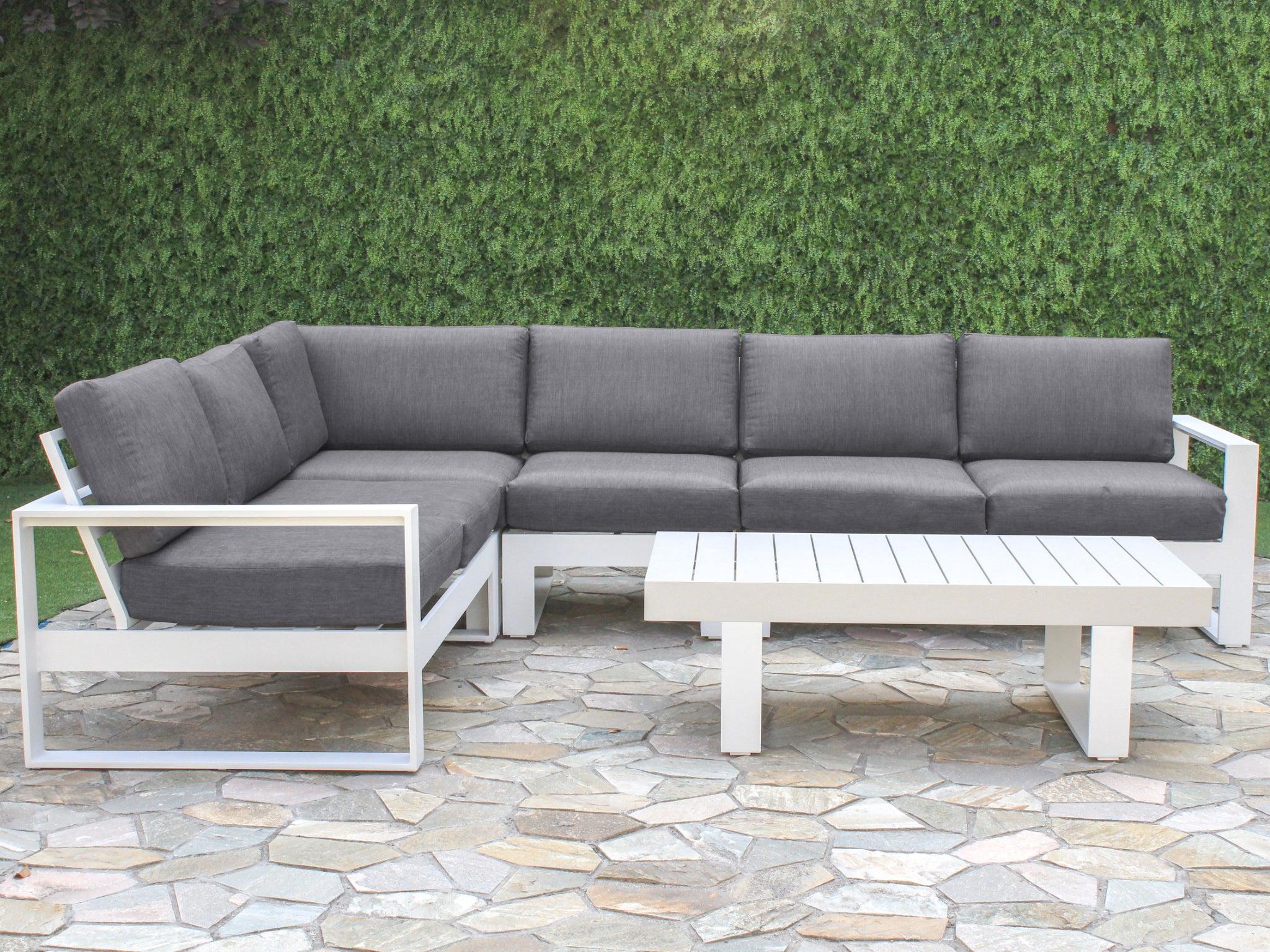 Modular Outdoor Lounge Furniture With Interchangeable Designs Manly 5-Piece Aluminium Outdoor Modular Lounge Setting — White | Buy 6