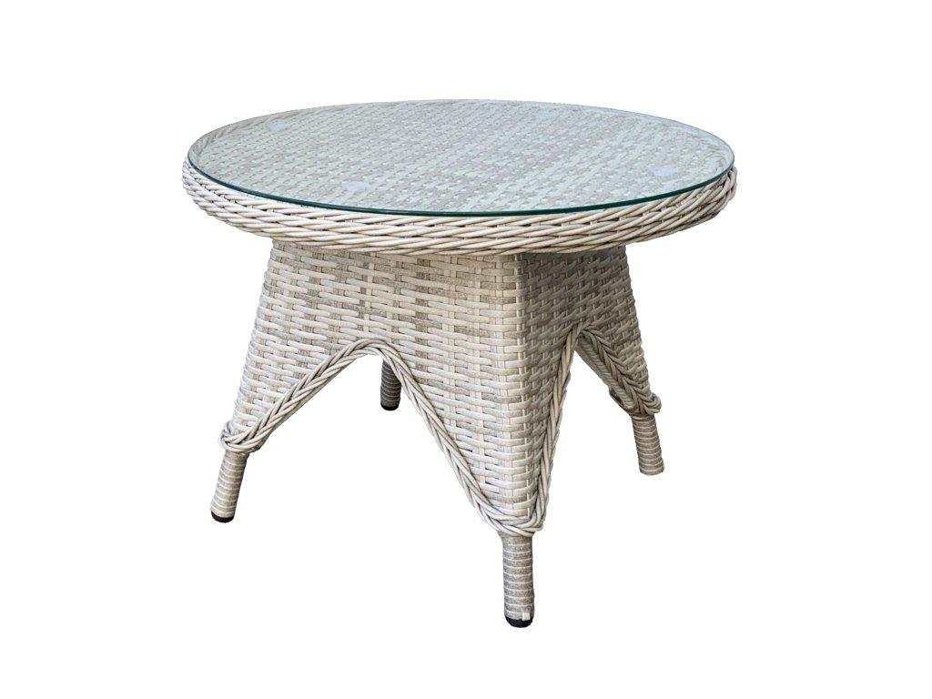 Rosebud Wicker Outdoor Side Table — White Shell | Buy Outdoor Side