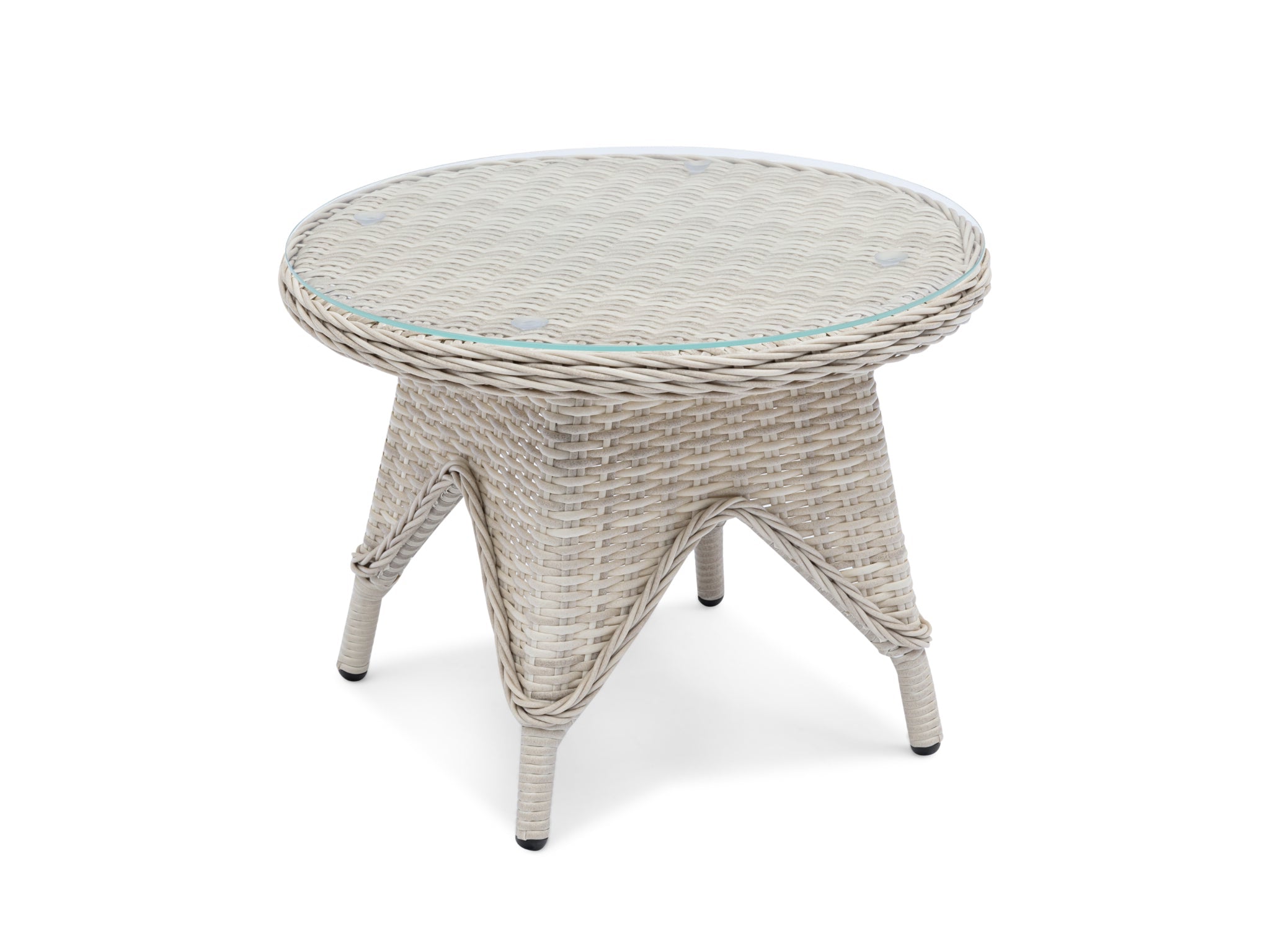 Rosebud Wicker Outdoor Side Table — White Shell | Buy Outdoor Side