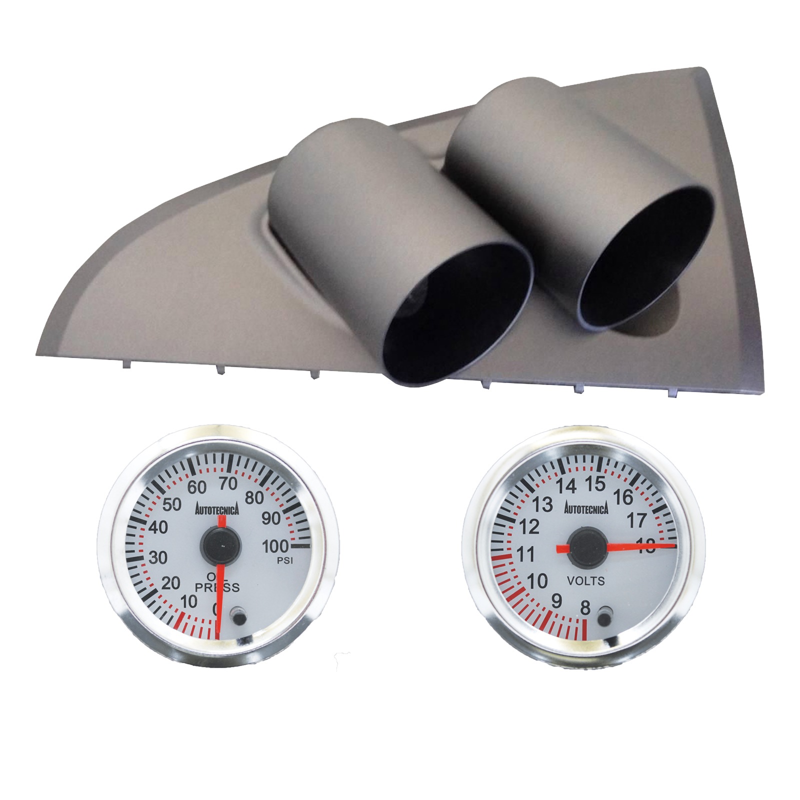 BA BF Falcon XR6 XR8 Gauge Pod w/ Electronic White Volts & Oil Pressure