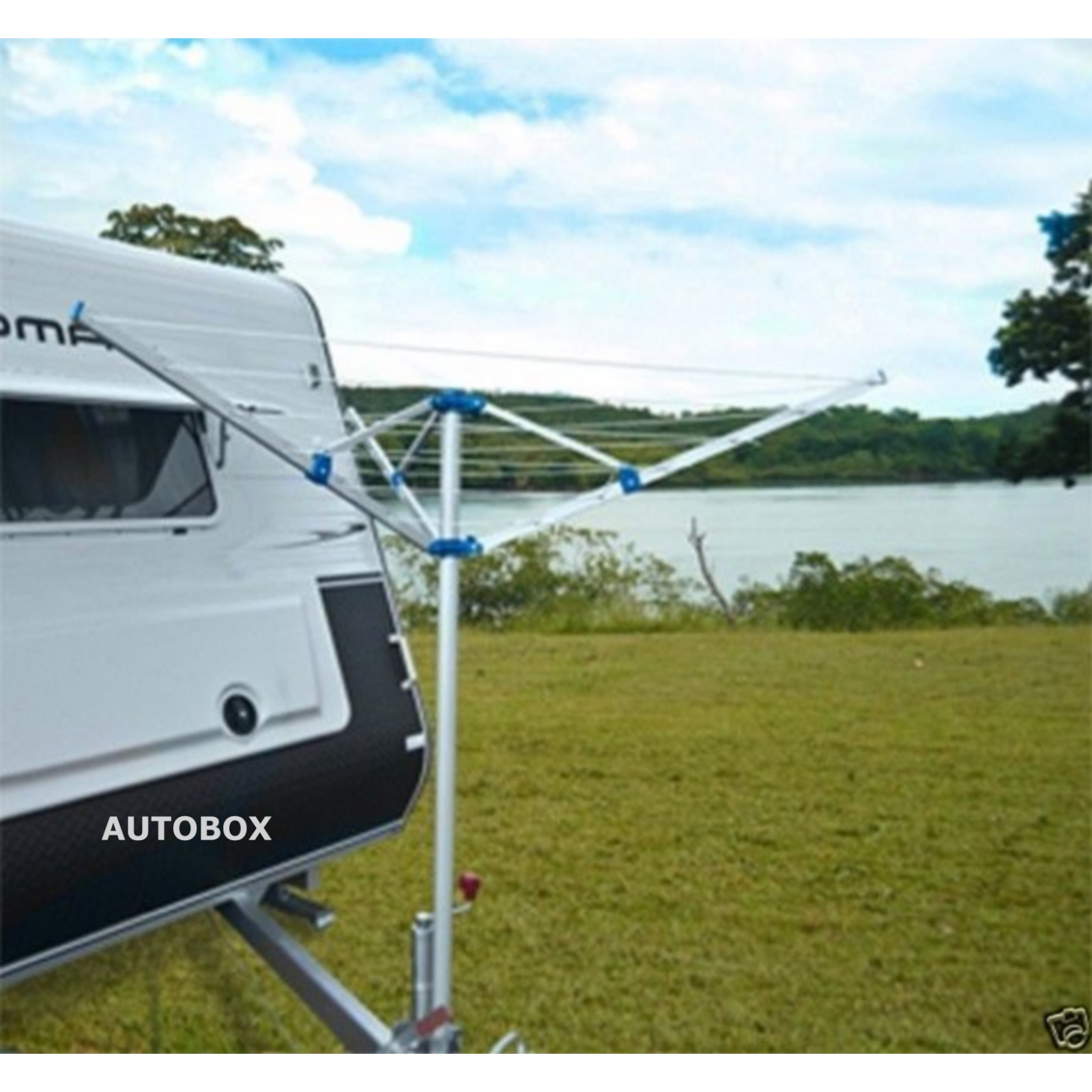 Caravan Folding Clothes Line Airer Lightweight Aluminium with Pegs+Bag