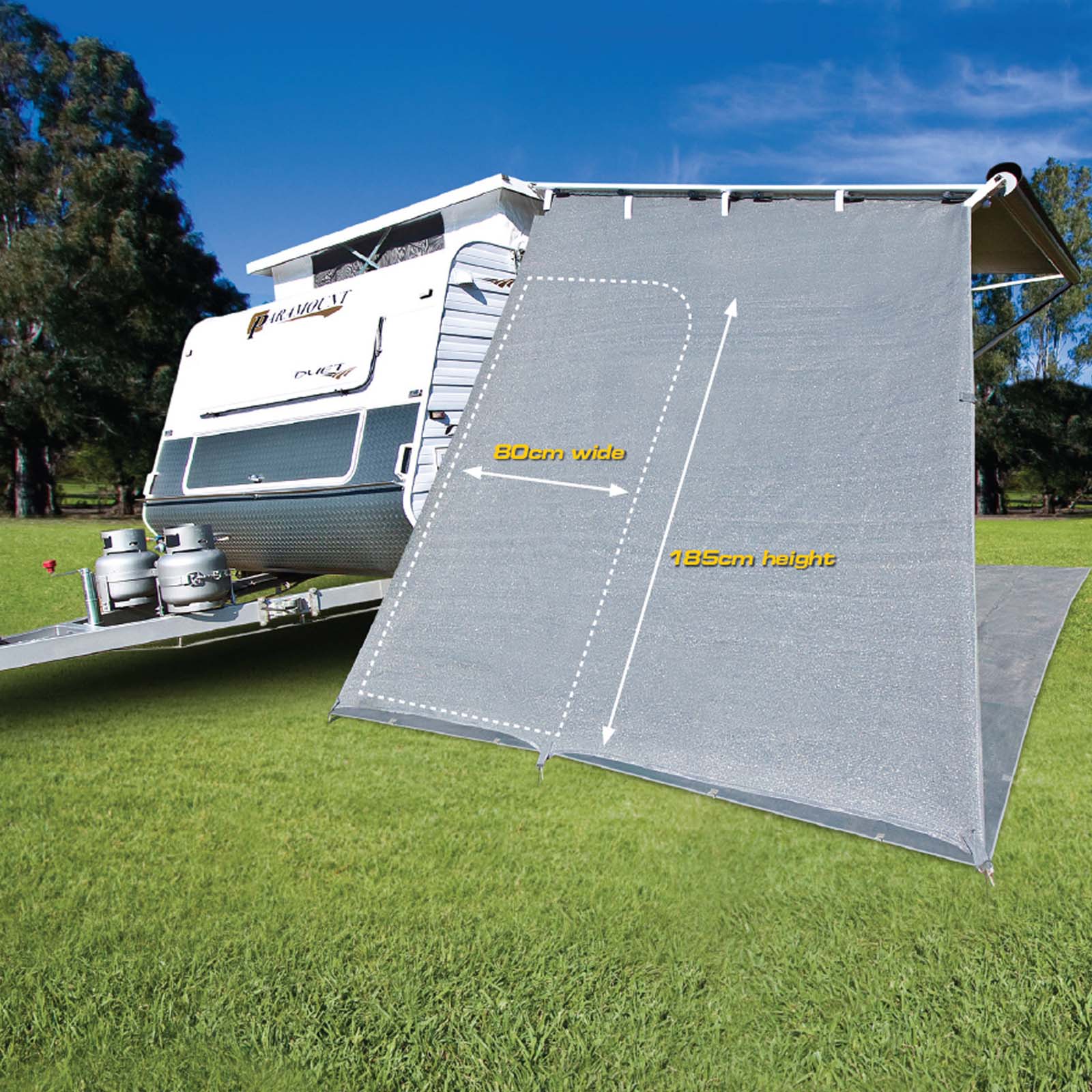 Cgear Caravan Privacy Screen Angled End Wall Drop Zipper Door Sun Shade