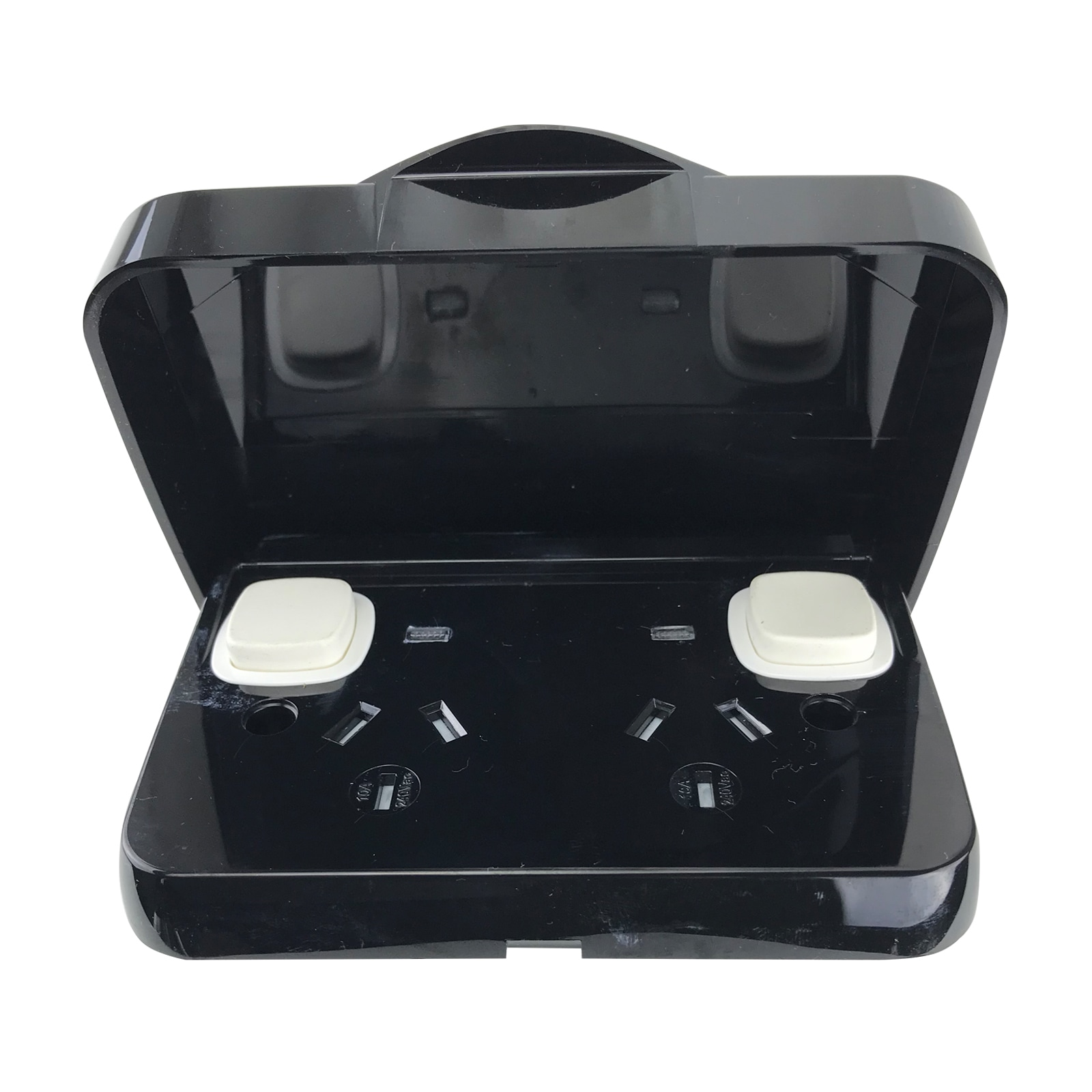 Weatherproof Double Pole Power Point Black 10 Amp Gpo Ip65