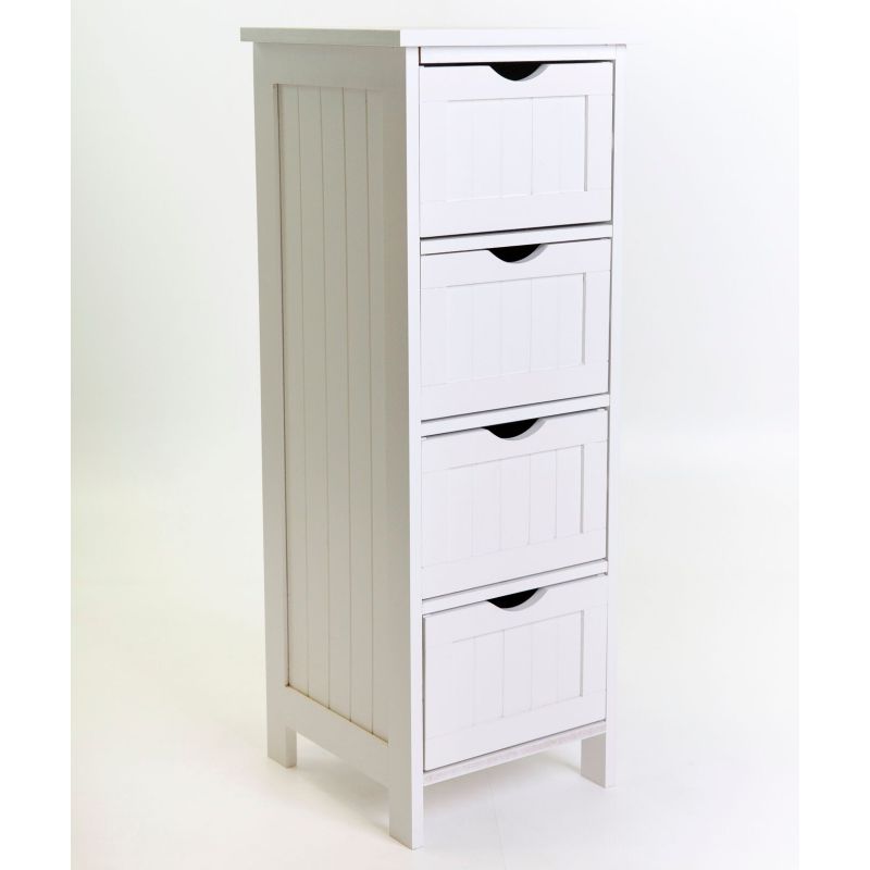 Maine 4 Tier Mdf Wood Storage Drawers In White 81cm Buy Storage