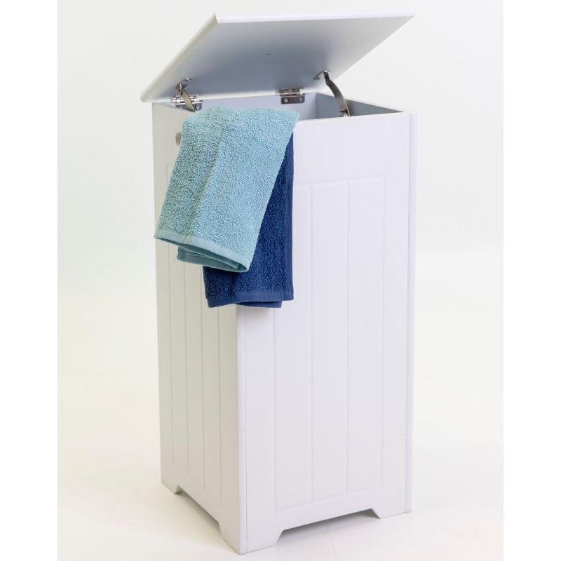 Maine MDF Wood Bathroom Laundry Hamper in White Buy Laundry Baskets