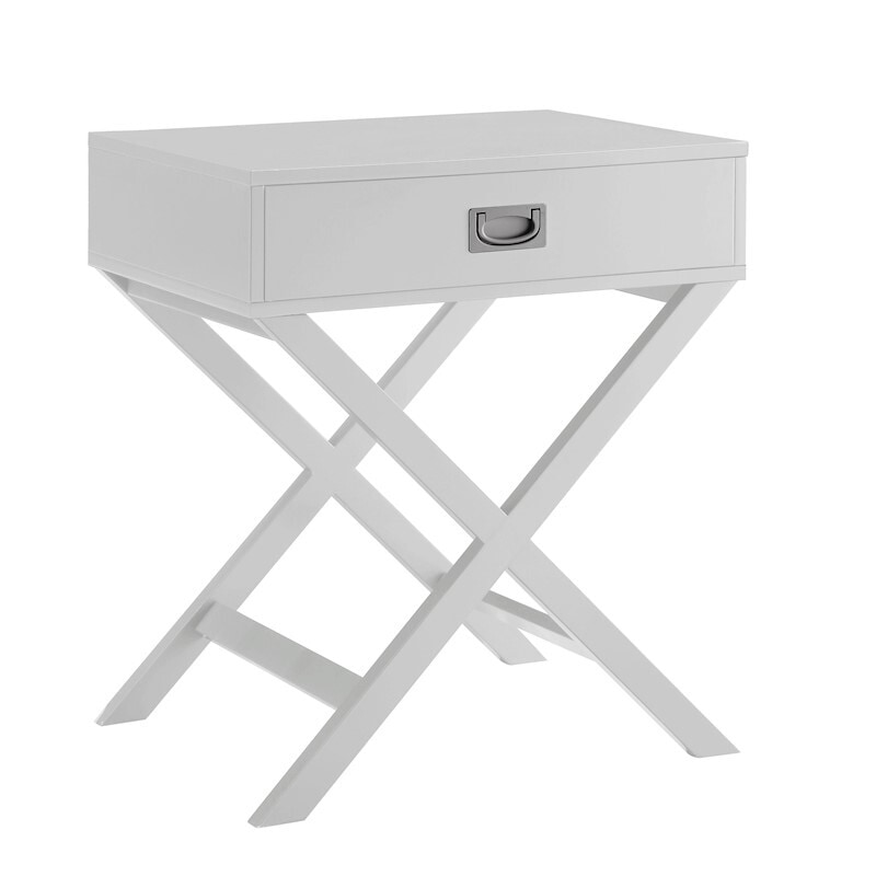 Alexa Cross Leg 1 Drawer Bedside Table White Buy Side Tables 1081251
