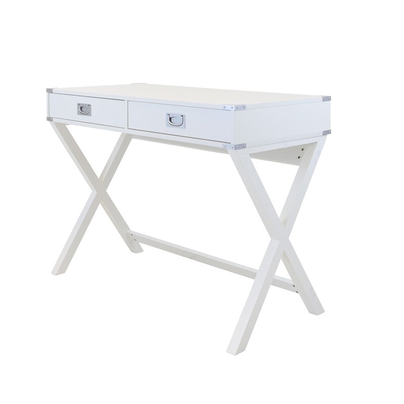 Alexa Cross Leg 2 Drawer Stylish Desk - White 