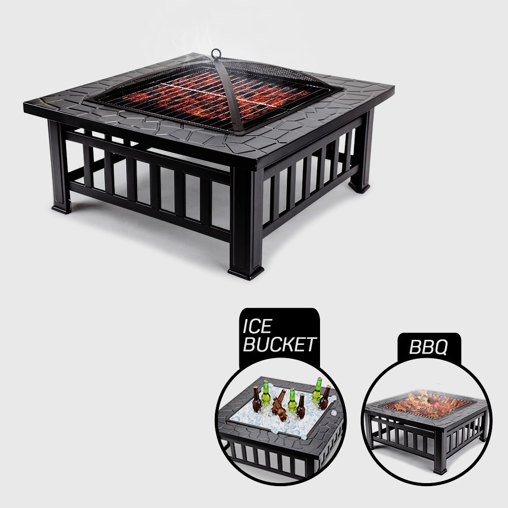 3 In 1 Square Portable Outdoor Fire Pit Bbq Buy Outdoor Fire