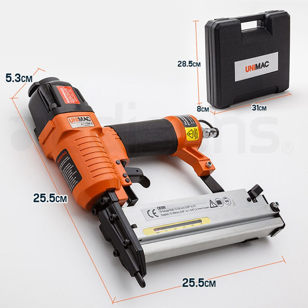 UNIMAC 2in1 Air Brad + Staple Finishing Nail Gun Pneumatic Nailer