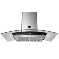 EuroChef Rangehood 900MM Stainless Steel Curved Glass Wall Mount Range Hood LED