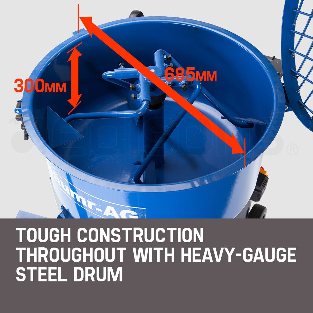 BaumrAG 100L Concrete Mixer Mortar Electric Cement 1500W Screed Pan