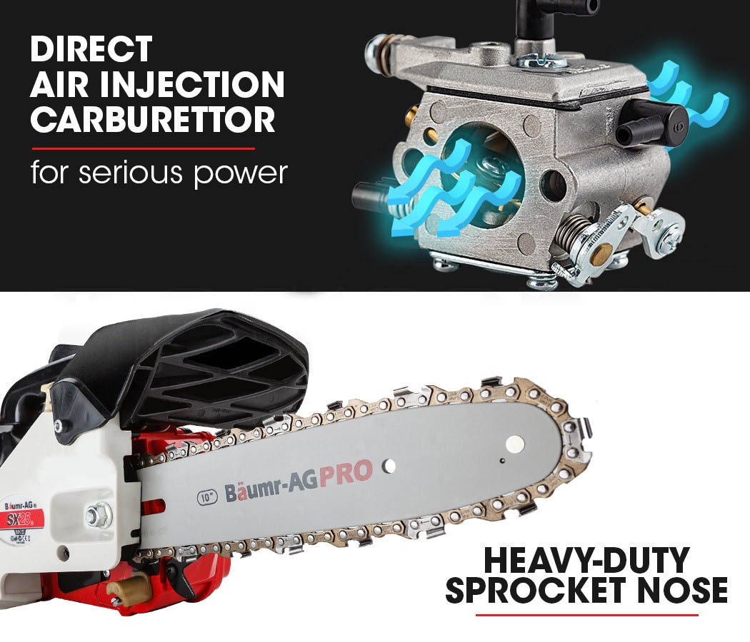 BaumrAG 25CC Petrol Chainsaw Arborist 10 Inch Bar Tree Pruning Garden
