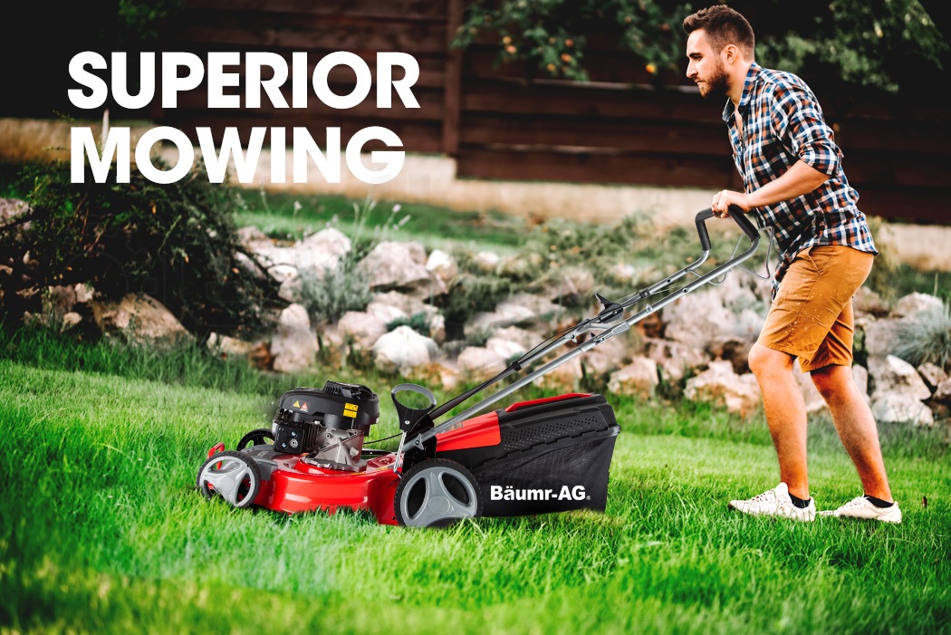 BaumrAG Lawn Mower 18 Inch 175cc Petrol SelfPropelled Push Lawnmower 4Stroke Buy Lawn