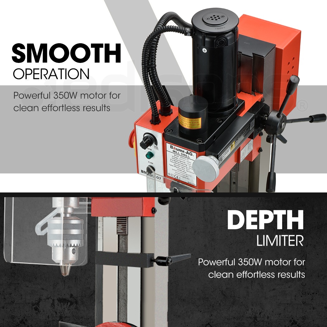 BAUMRAG Mill Drill Press Tilting Milling Machine Drilling Benchtop
