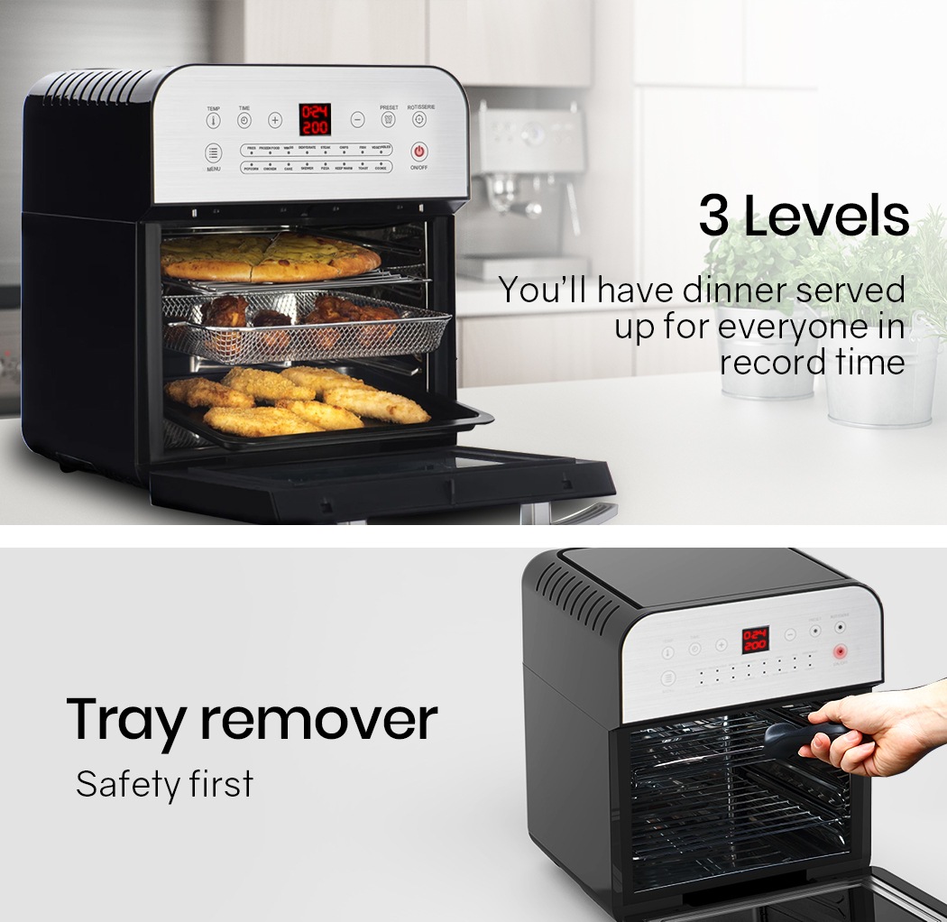 EUROCHEF 16L Air Fryer Electric Digital Airfryer Rotisserie Large Big