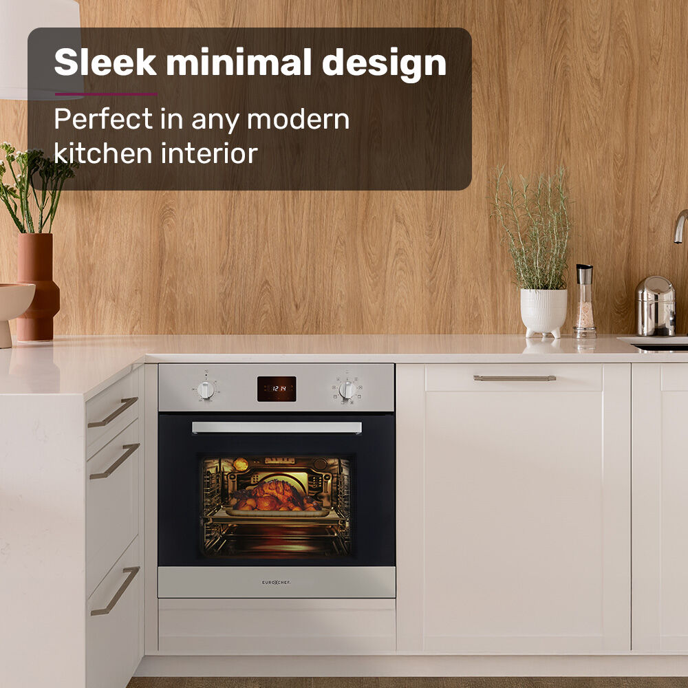 EuroChef 80L Oven Wall Built in Electric Baking Stainless Steel 8