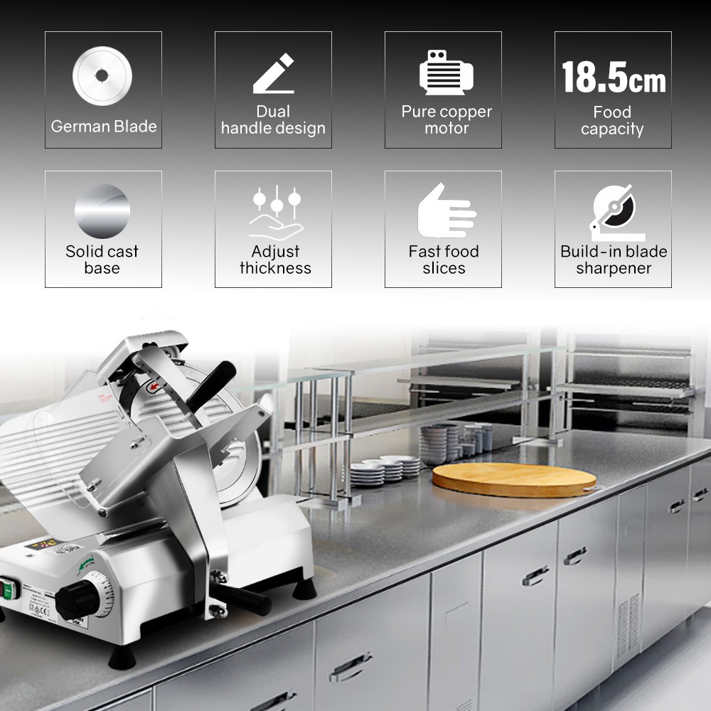 EuroChef Commercial 10 Inch Meat Slicer Food Cutting Machine Electric