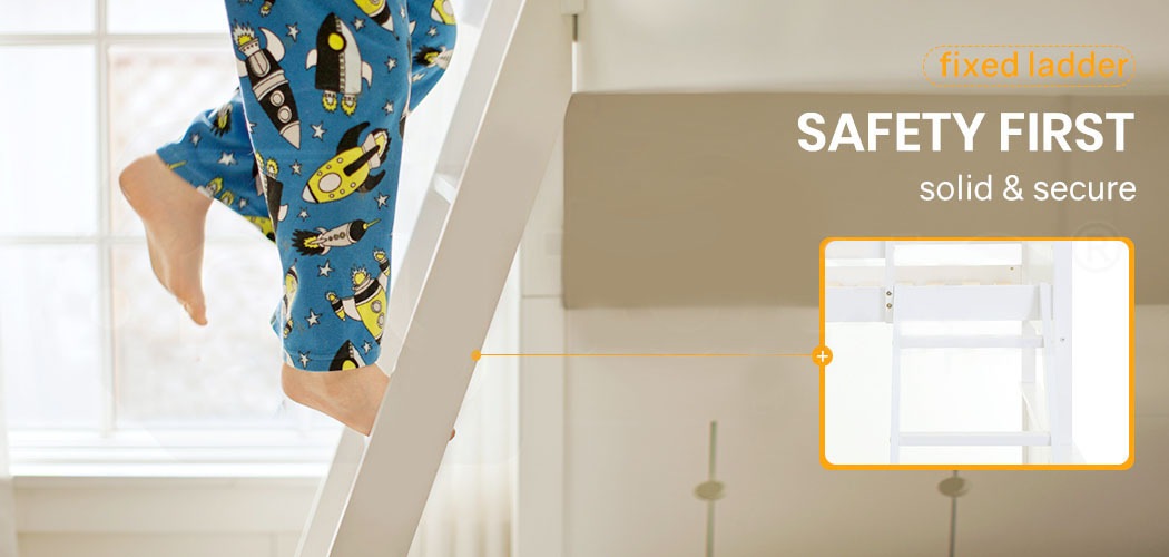 KINGSTON SLUMBER Bunk Bed Frame Modular Single White Wood Kids Double