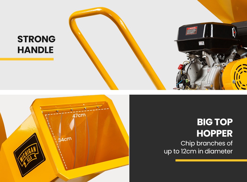 MICHIGAN 18HP Wood Chipper Garden Shredder Mulcher Tree Petrol