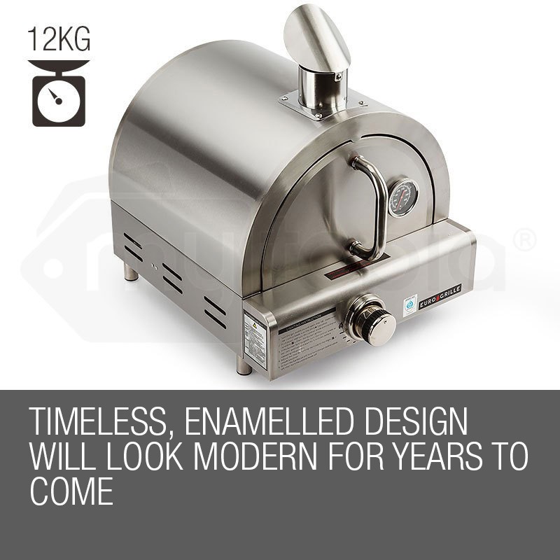 EuroGrille Portable Pizza Oven BBQ Camping LPG Gas Benchtop Stainless