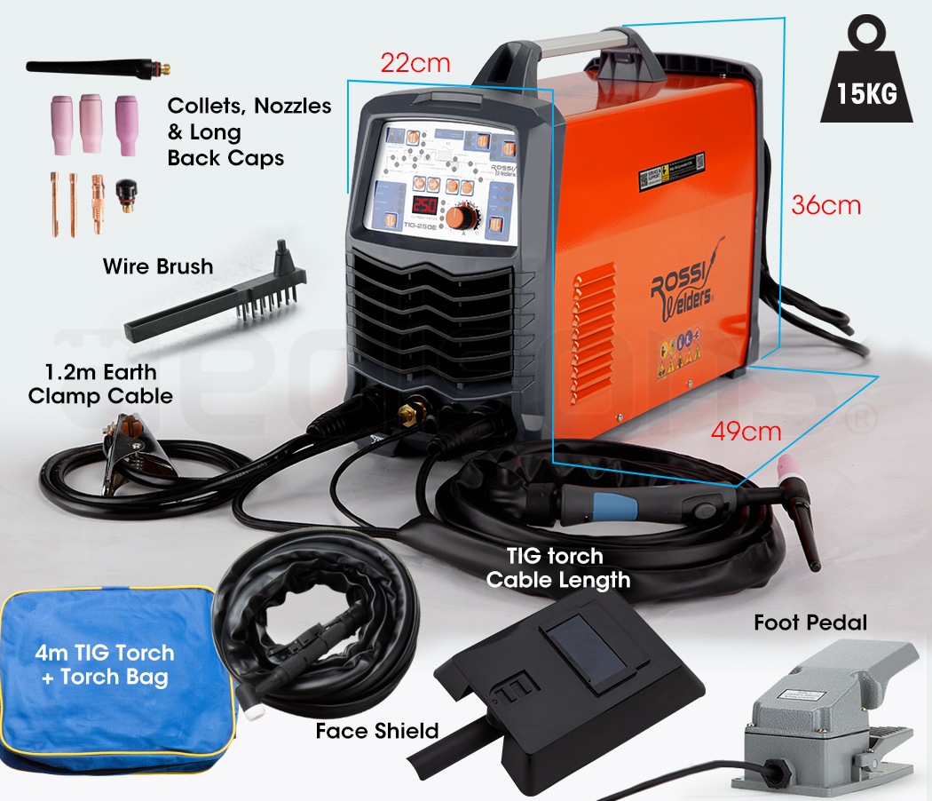 ROSSI 250A Welder Stick AC/DC GTAW Gas Tungsten Arc Welding Machine
