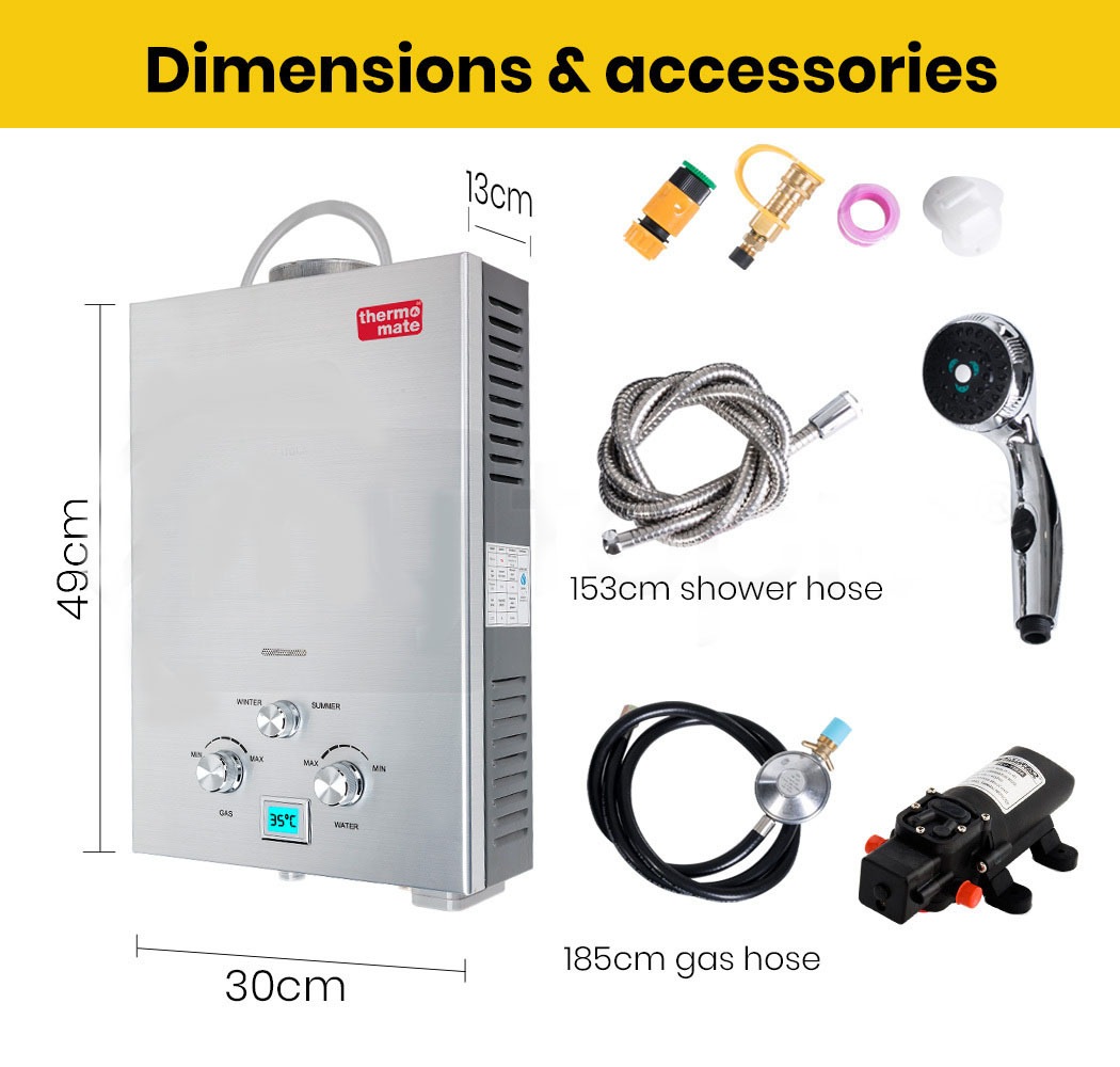 Thermomate Outdoor Water Heater Gas Camping Hot Portable Tankless