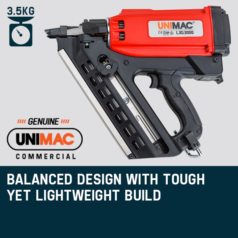 UNIMAC Cordless Framing Nailer 34 Degree Gas Nail Gun Portable Battery