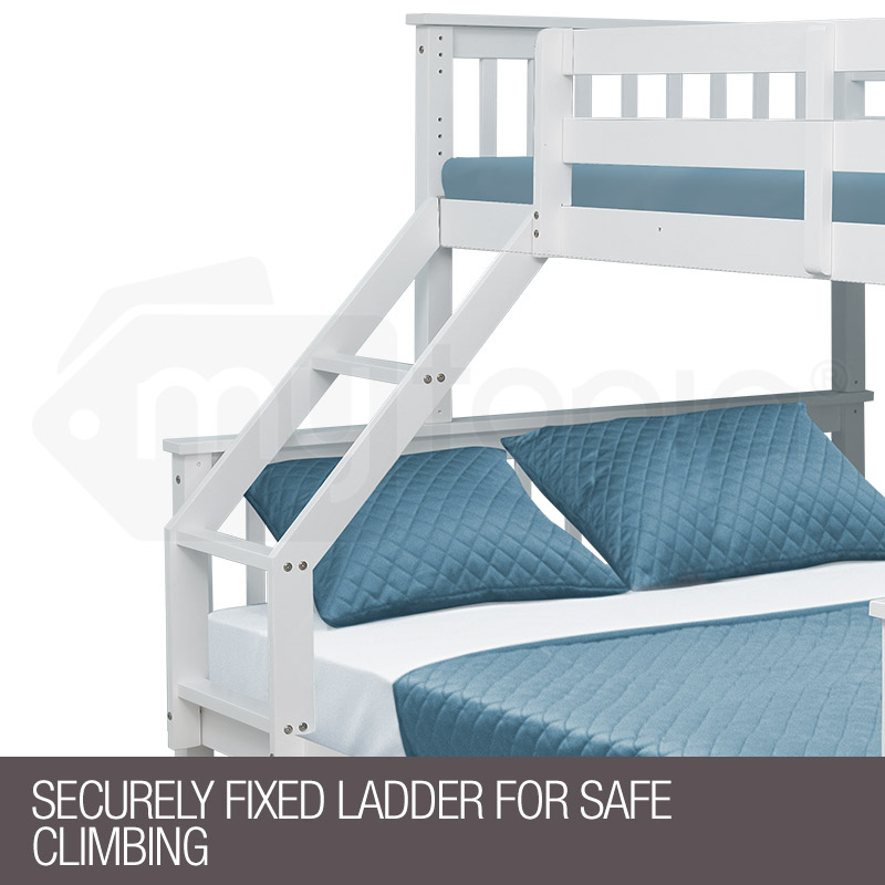 Kingston Slumber 2in1 Single on Double Bunk Bed Kids White Solid Wood