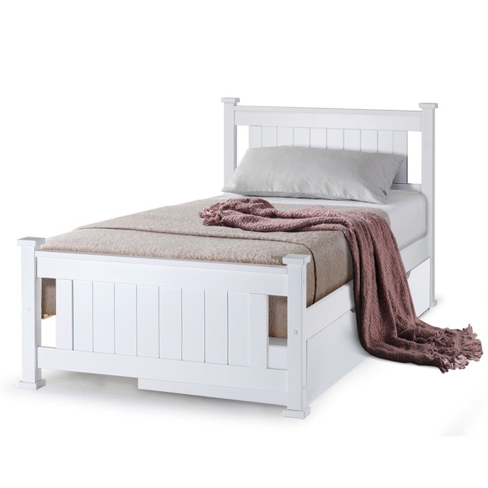 Kingston Slumber Single Wooden Pine Bed Frame Under Bed Storage
