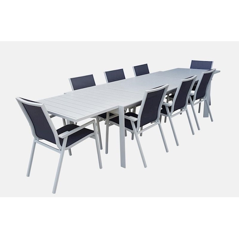 Morocco White 9pc Maldives Grey Textilene Suite Morocco White