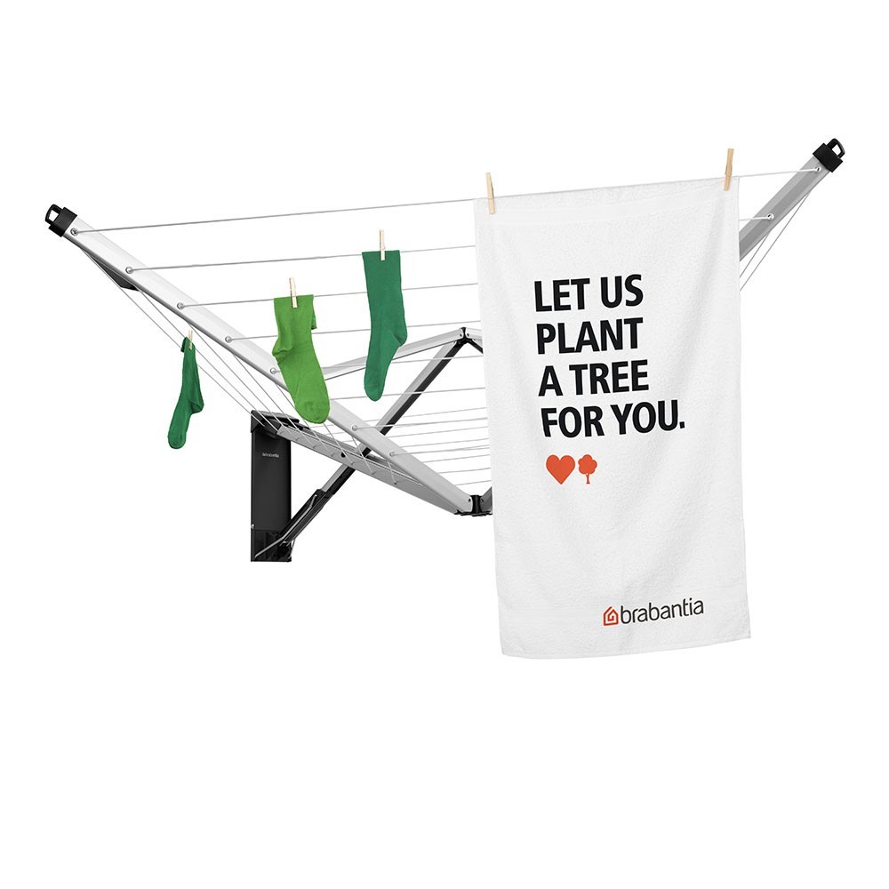 BRABANTIA WALLFIX FOLD AWAY 24 METRE 4 ARM CLOTHES LINE W/ COVER Buy