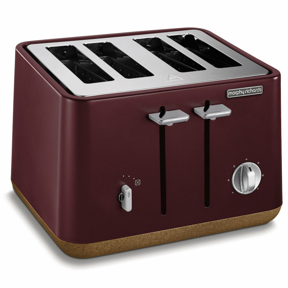 NEW MORPHY RICHARDS BLUE ASPECT 4 SLICE TOASTER SCANDI W/ WOOD TRIM