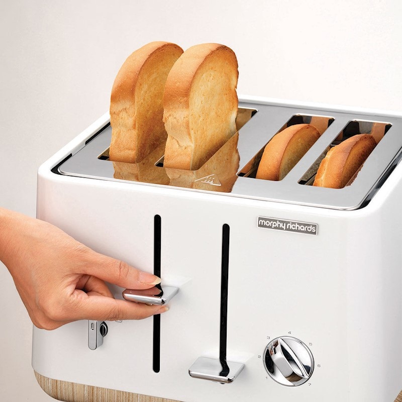 Morphy Richards 240006 Scandi Titanium Aspect 4 Slice Toaster w/ Wooden
