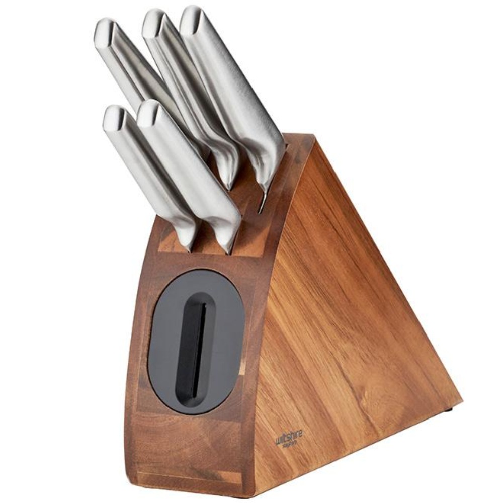 New WILTSHIRE Staysharp Premium Radius 6pc Knife Block Set Built in