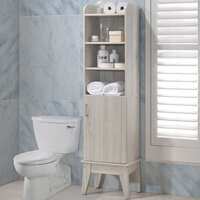 Bathroom Cabinet Tallboy Toilet Storage Shelf Cupboard Laundry Door