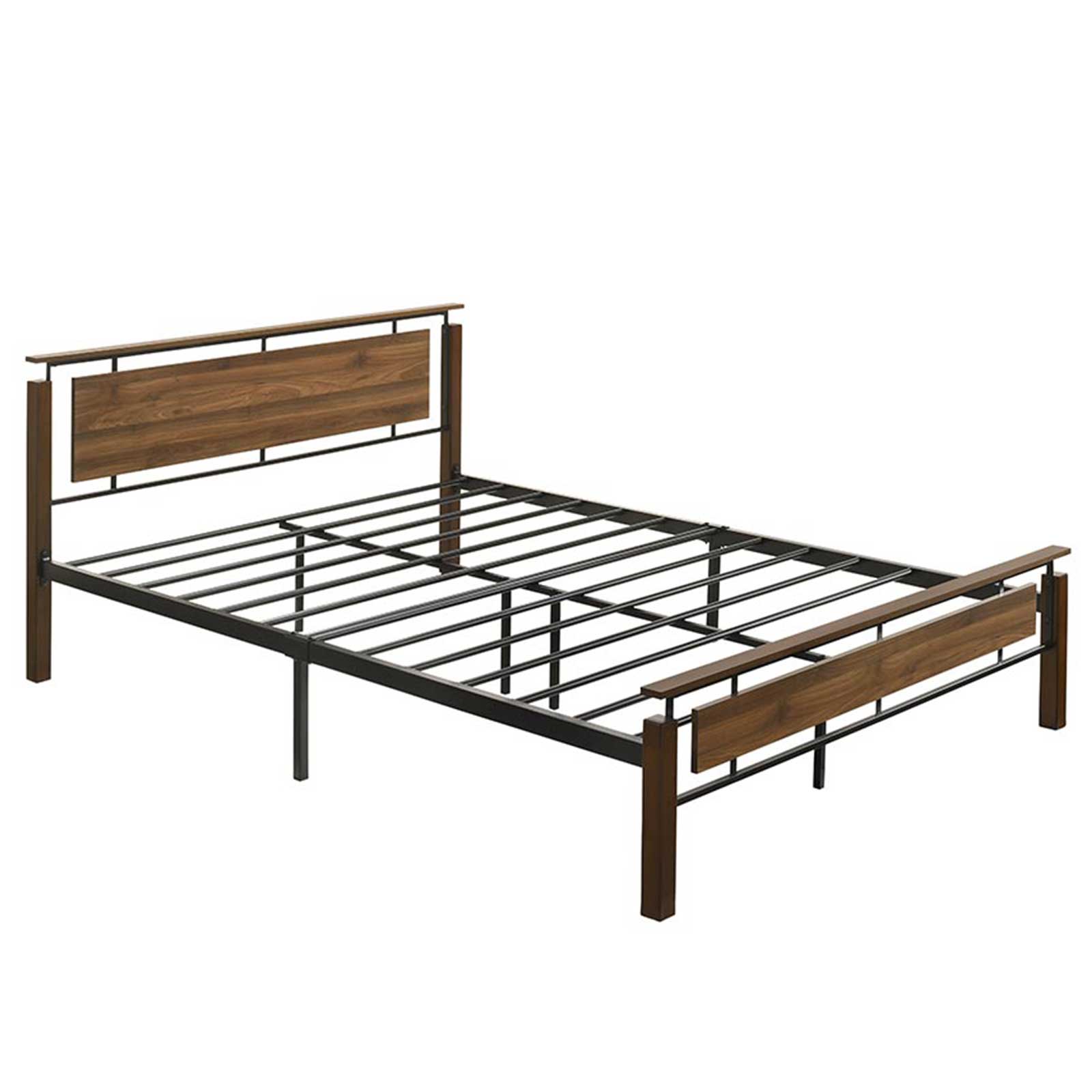 Industrial Style Solid Wooden Metal Bed Frame Platform Double / Queen