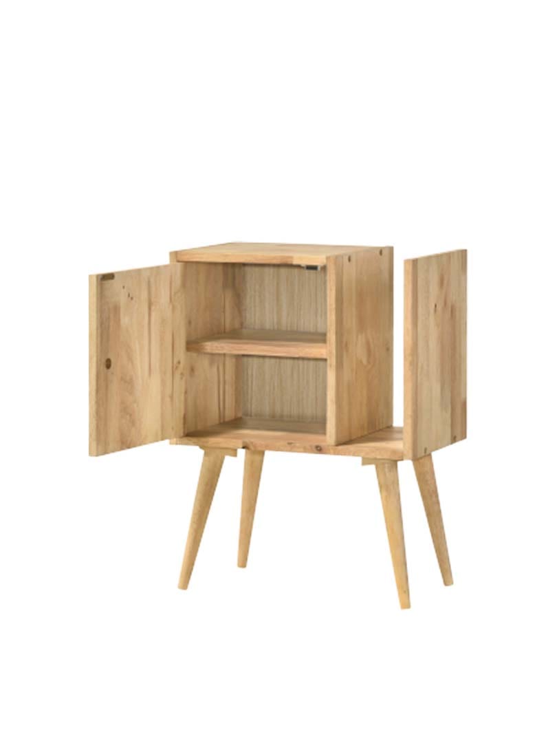 Solid Rubberwood Nightstand Side Bedside Table Black / Natural