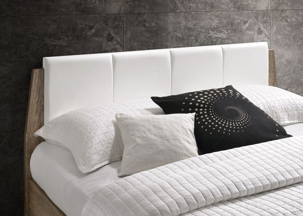 Sonja Scandinavian Inspired Wooden Bed Frame with Leather Headboard