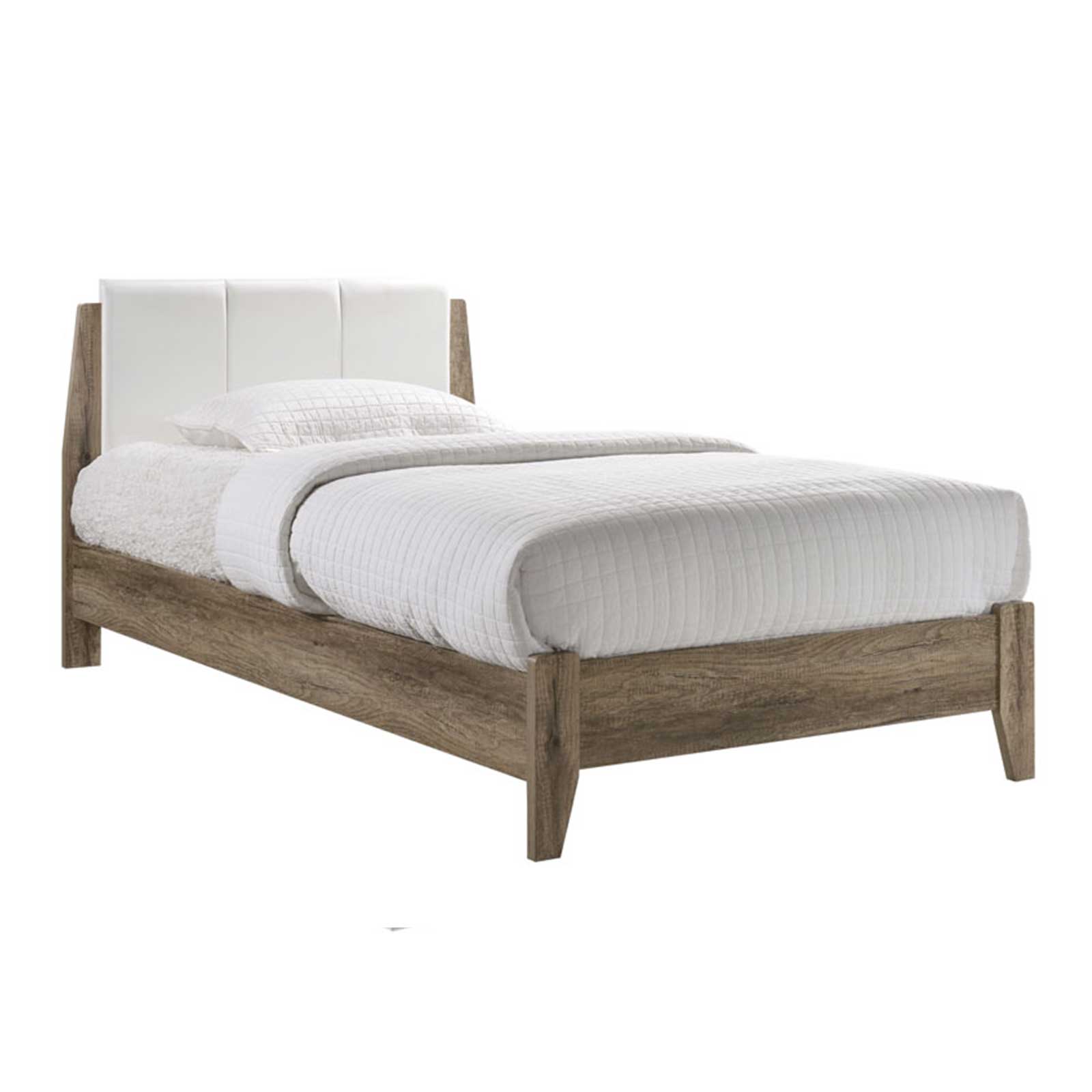 Sonja Scandinavian Inspired Wooden Bed Frame with Leather Headboard