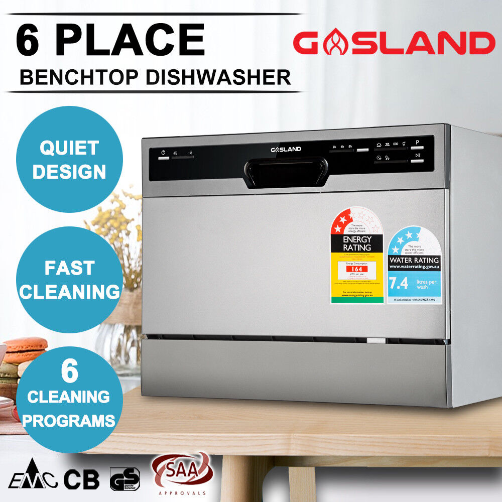 GASLAND chef Benchtop Freestanding Dishwasher Countertop 6 Place Silver