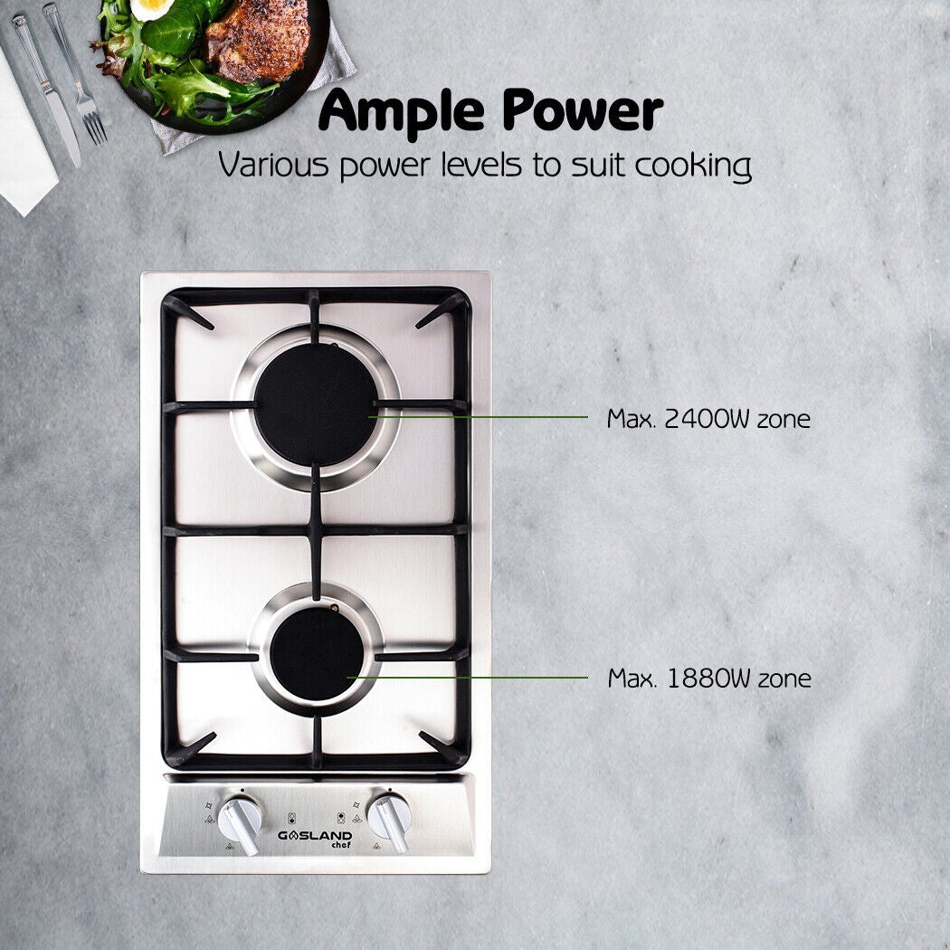 Gasland Chef Gas Cooktop 2 Burner Gas Hob Stainless Steel Cook Top