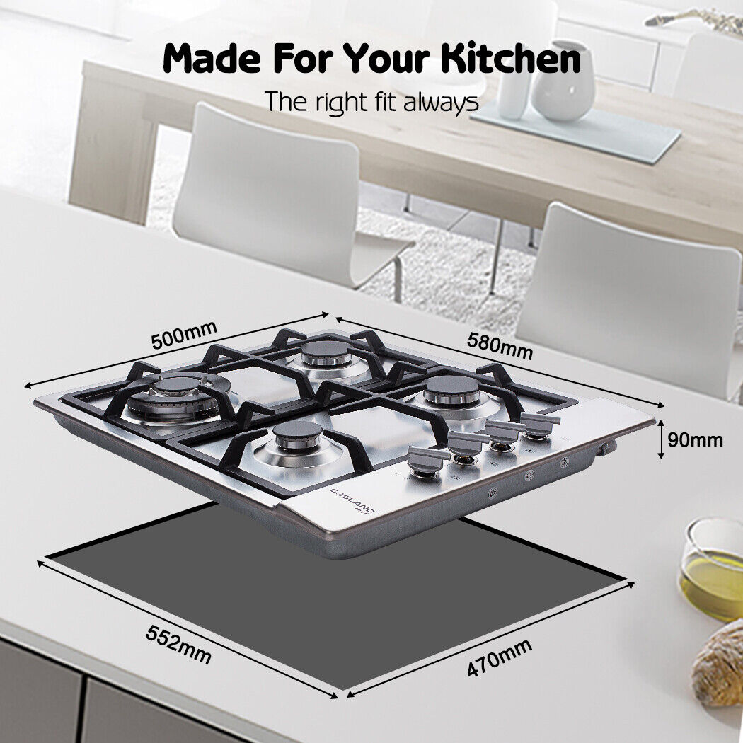 GASLAND Chef Gas Cooktop 4 Burner Gas Hob Cast Iron Cook Top Trivets ...