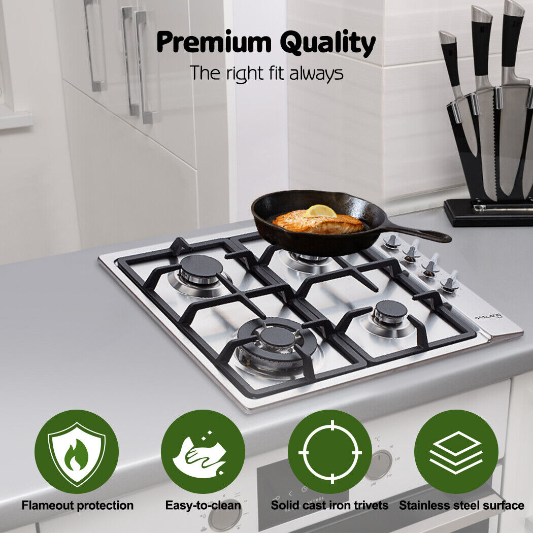 GASLAND chef Gas Cooktop 4 Burner Gas Hob Cast Iron Cook Top Trivets