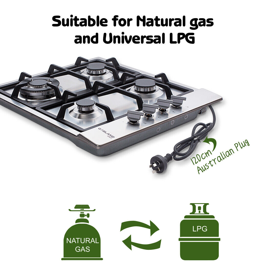 GASLAND chef Gas Cooktop 4 Burner Gas Hob Cast Iron Cook Top Trivets
