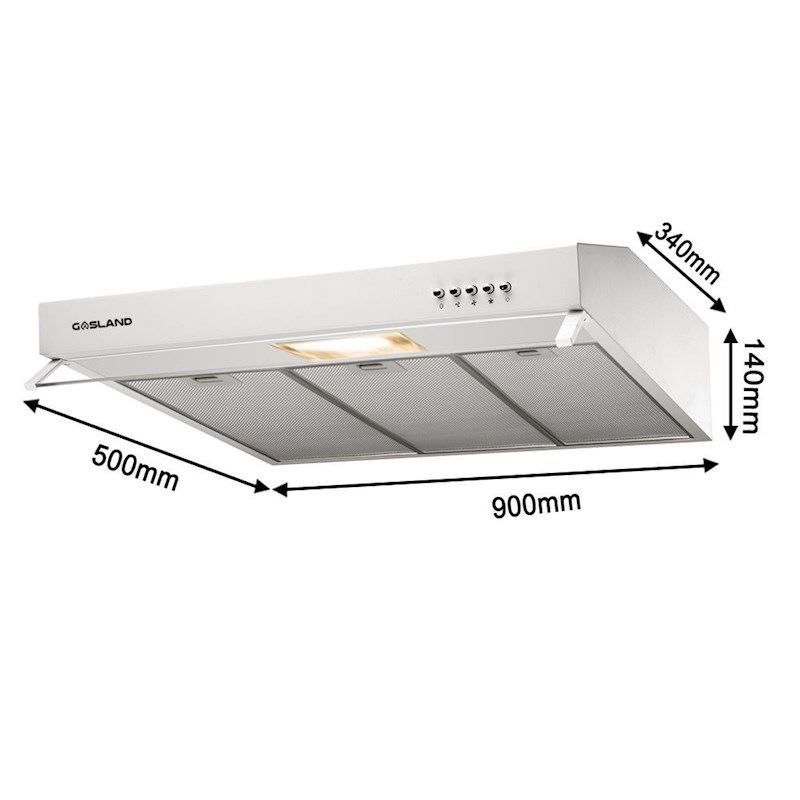 Gasland Chef Stainless Steel 90Cm 900Mm Rangehood Slim Glass Range Hood