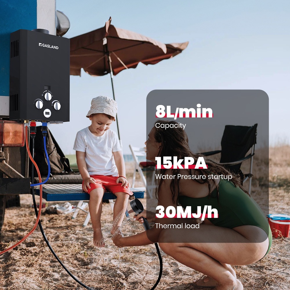 GASLAND Portable LPG Gas Hot Water Heater Caravan Camping Shower Pump