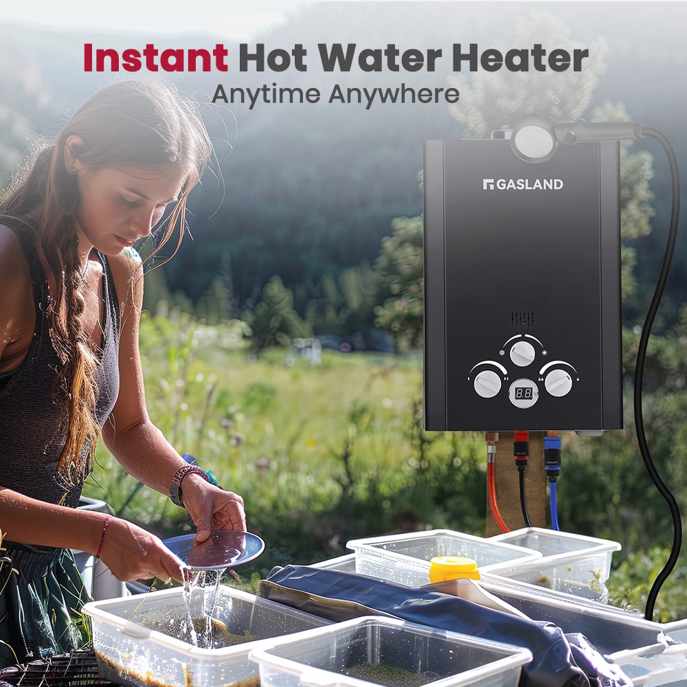 GASLAND Portable LPG Gas Hot Water Heater Caravan Camping Shower Pump